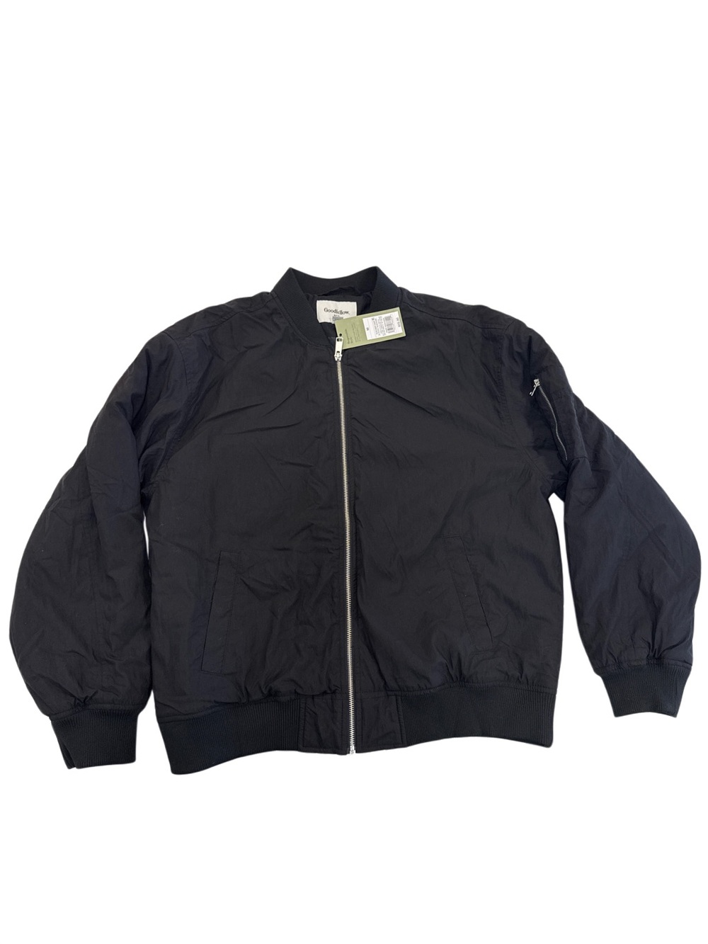 NWT!! Target Goodfellow & co Black Men's Bomber Jacket with Front Zip, M